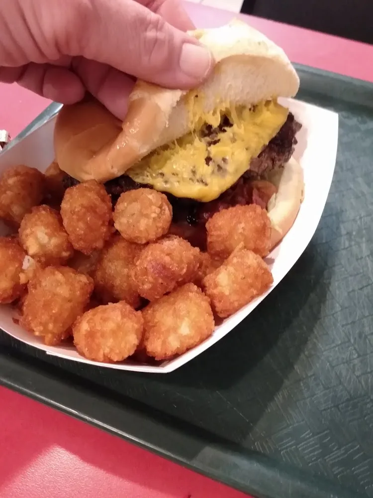 Cheese Burger and Tots